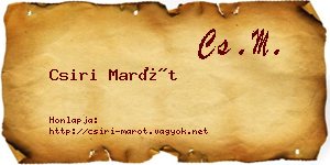 Csiri Marót névjegykártya